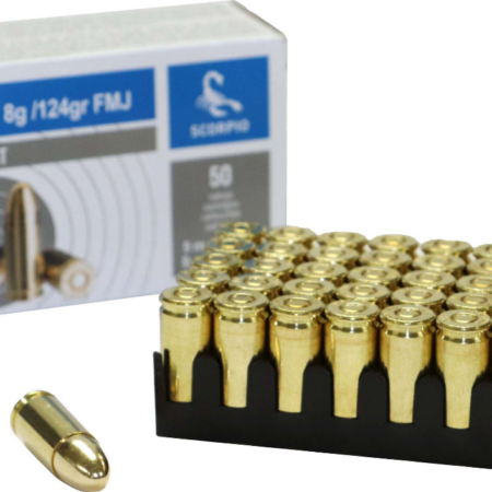 STV Technology 9mm 124 Grain Boxer Primed Full Metal Jacket Brass Case 50 Round Box