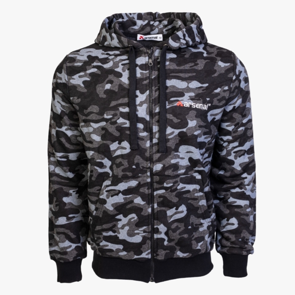 Arsenal X-Large Black Camo Cotton-Poly Relaxed Fit Zip-Up Hoodie