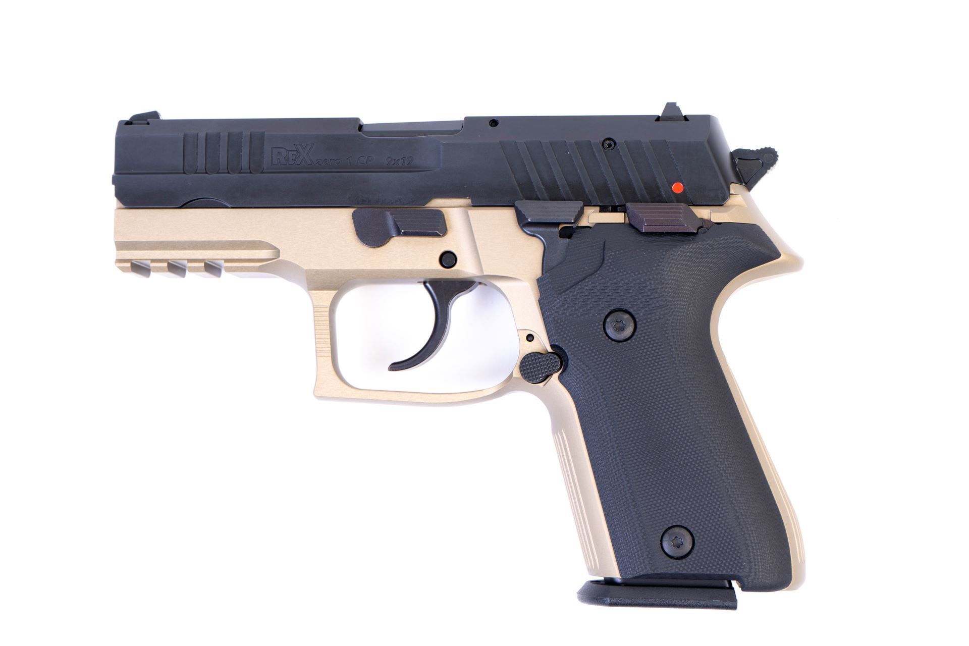 Arex Rex Zero 1CP-03B1 9mm Flat Dark Earth with Hogue Black Grips 15rd Pistol