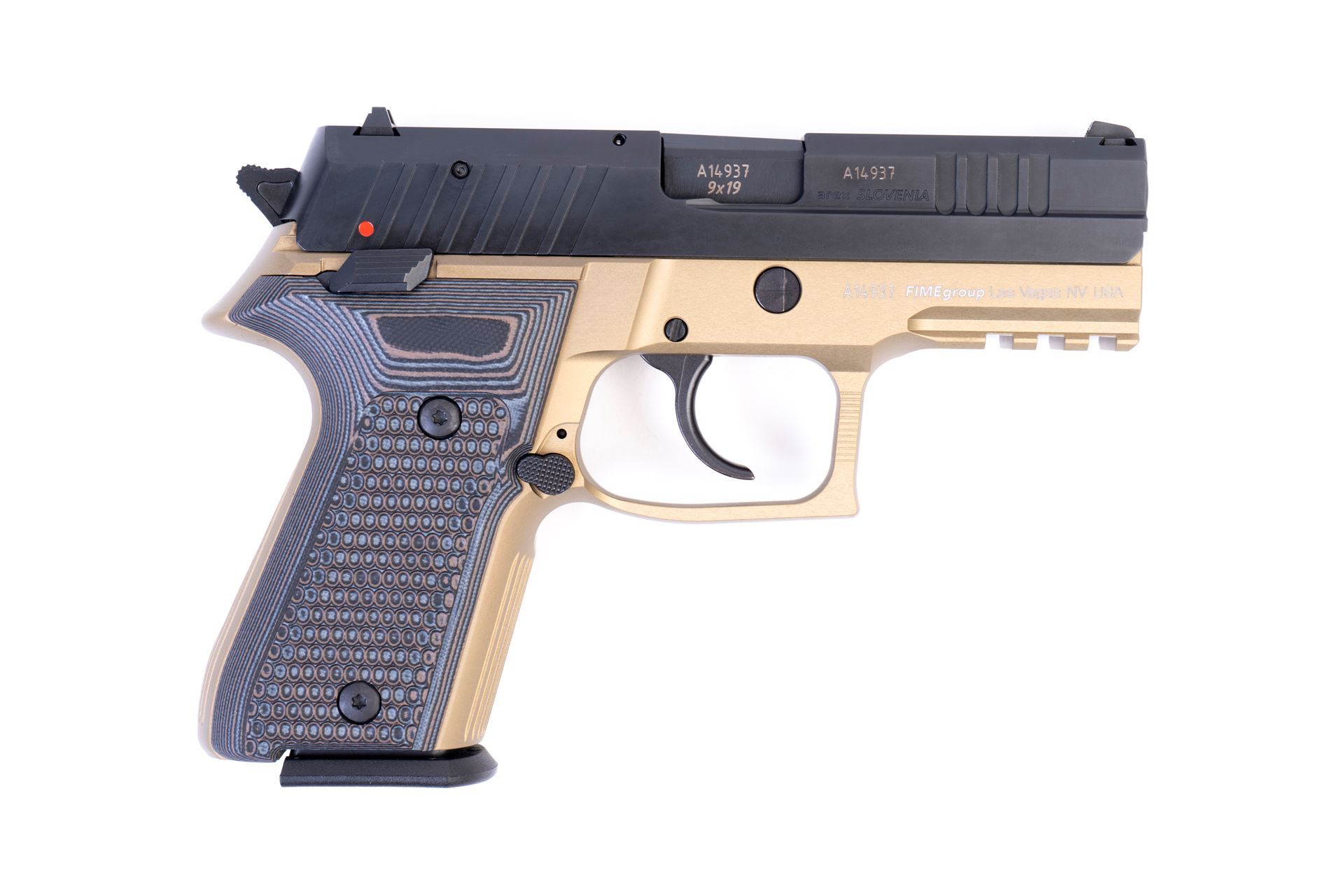 Arex Rex Zero 1CP-03GR1 9mm Flat Dark Earth with Hogue Piranha Black Grey Grips Semi-Automatic 15 Round Pistol