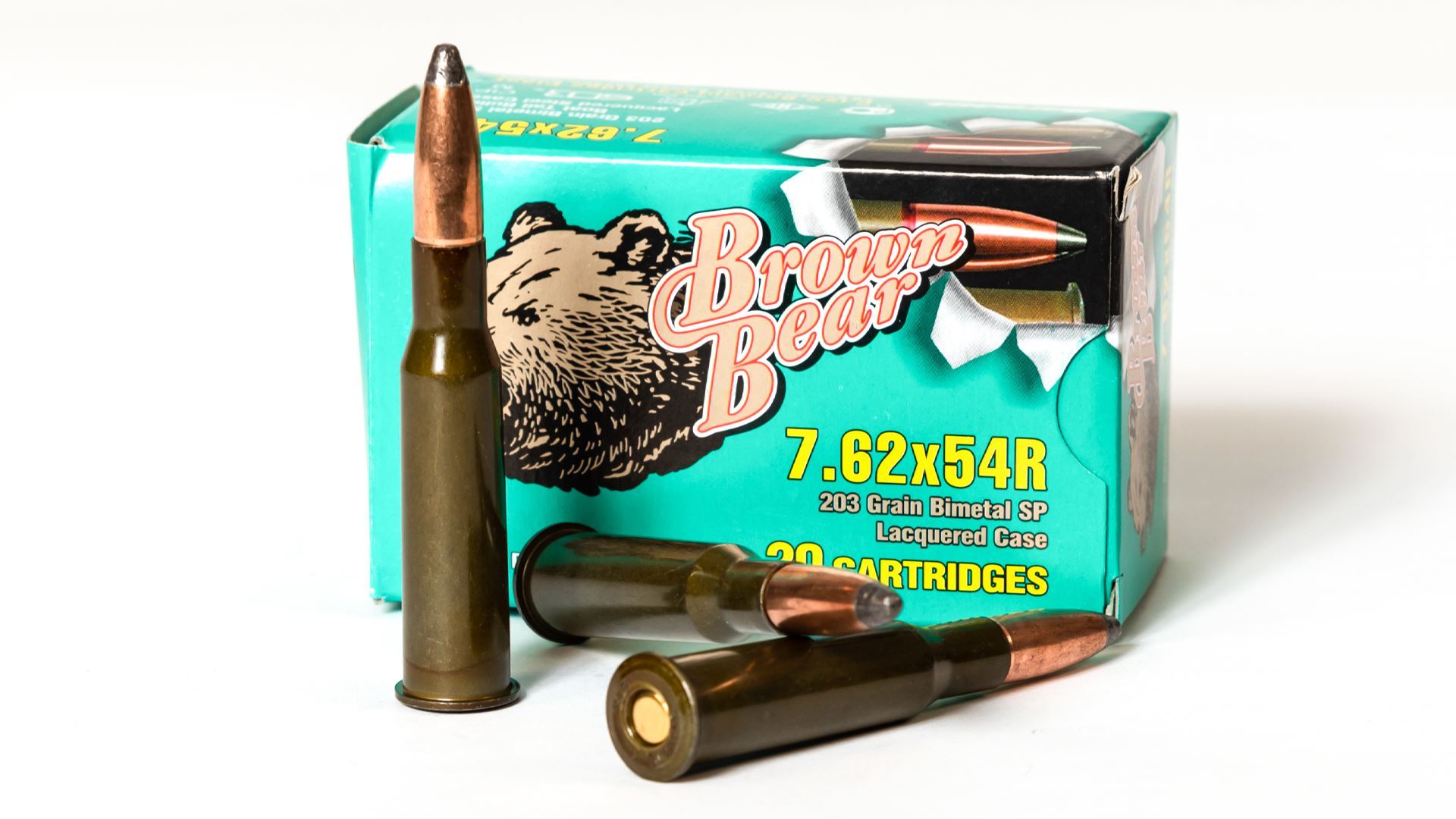 Bear Ammo 7.62x54R 203 Grain Bimetal Soft Point Boat Tail Bullet 20 ...