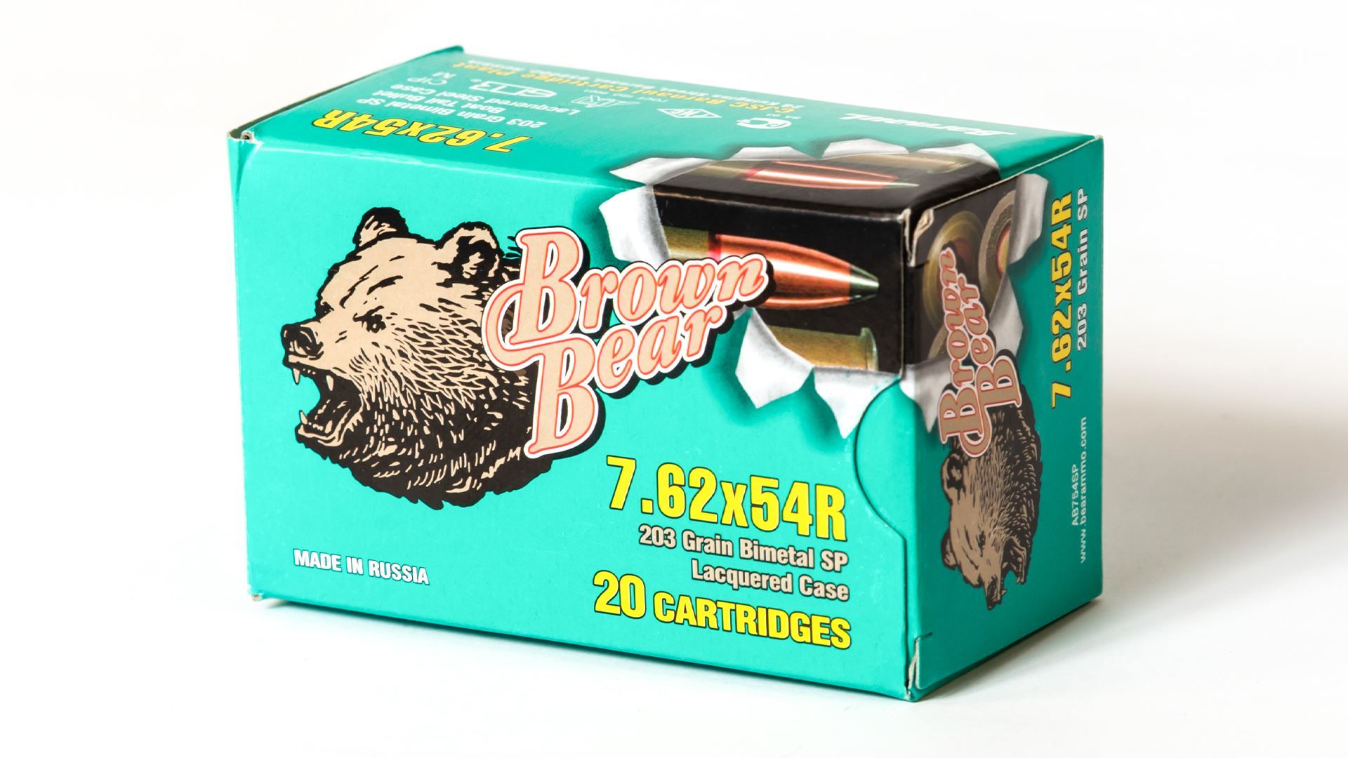 Bear Ammo 7.62x54R 203 Grain Bimetal Soft Point Boat Tail Bullet 20 ...